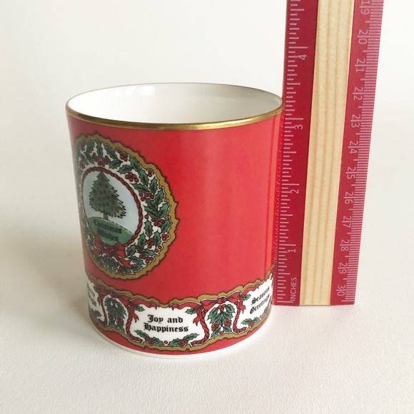 Halcyon Days "Christmas Wishes" English Fine Bone China Cup Holder Gold Rim - Picture 14 of 15